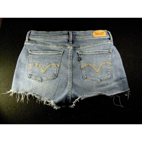 LEVIS 512 CUTOFF JEAN SHORTS Womans 10M Blue Denim Stretch Daisy Duke Cut Off - Picture 2 of 10